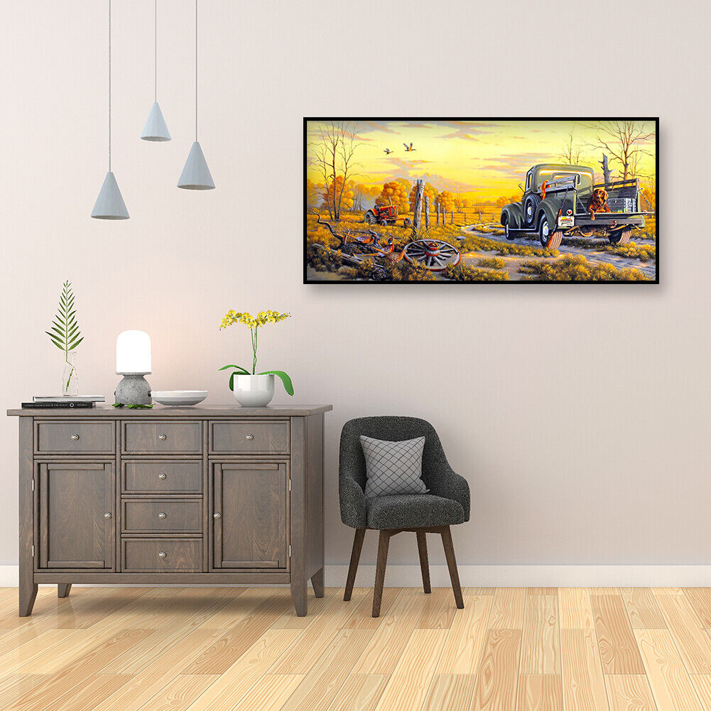 Diamond Painting Dog in Car 5D DIY Full Drill Round Rhinestone Home Decor