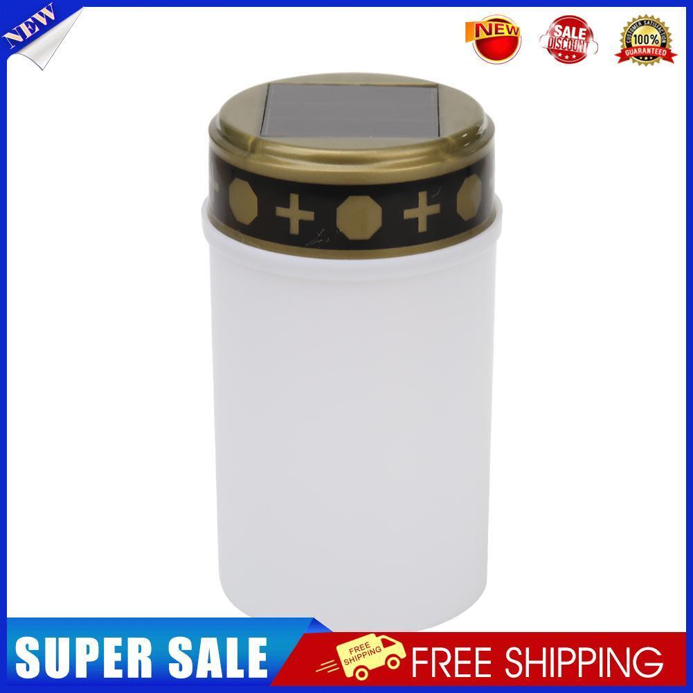Cemetery Electronic LED Candle Lamp Flameless Solar Decor Tea Light (White)