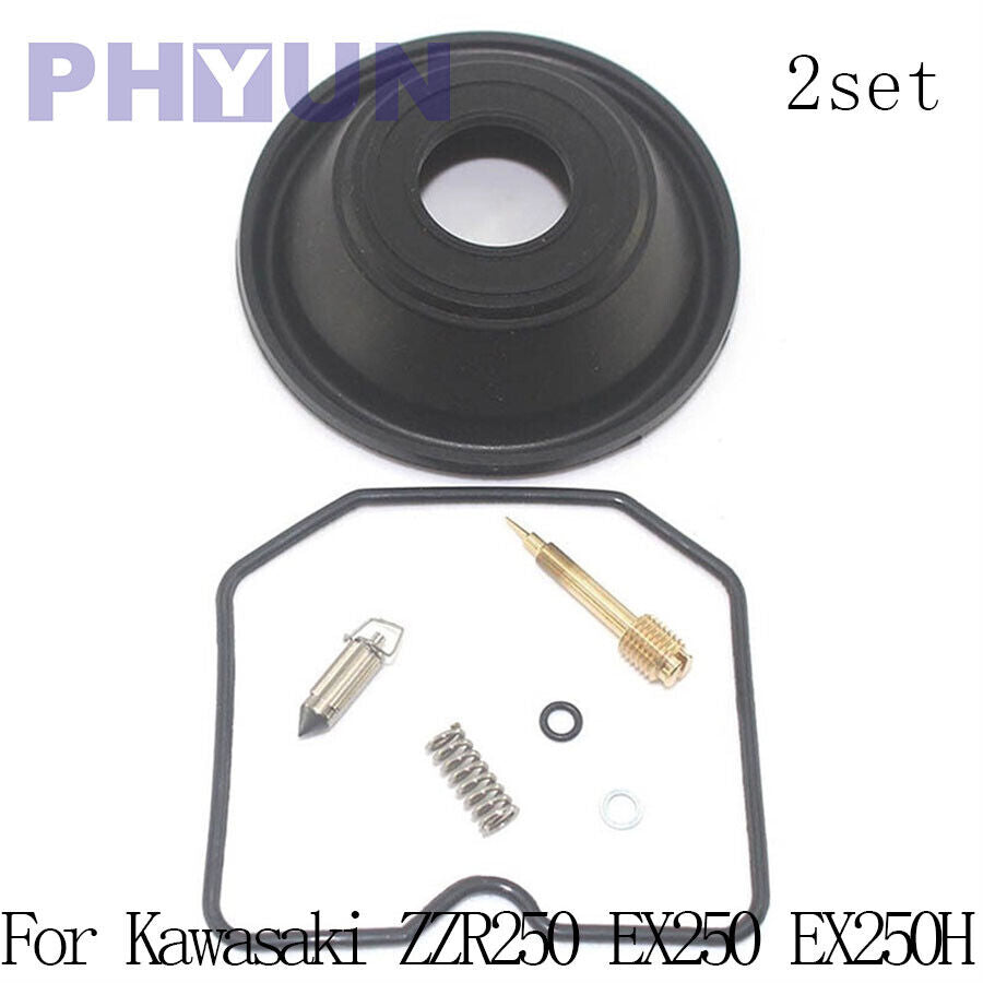2set Carburetor Carb Repair Kit With Vacuum Diaphragm Membrane For ZZR250 EX250