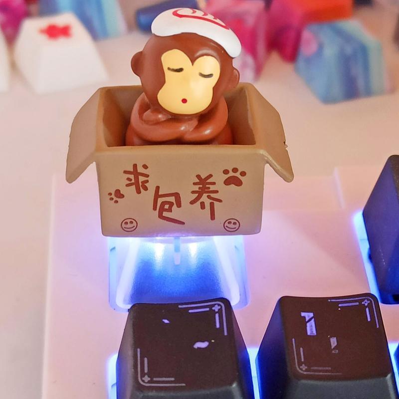 Custom Cartoon Anime Monkey Bottom Backlit Keycap R4 Height Gifts for Children