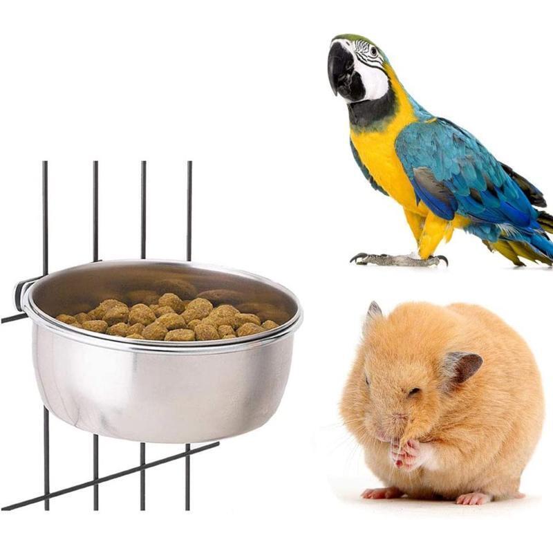Practical Bird Feeding Dish Cups Bird Feeder Parrot Food Water Bowl with Clamp