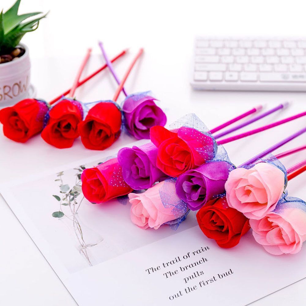Students School Creative Rose Flower Stationery Valentine's Day Ballpoint Pen