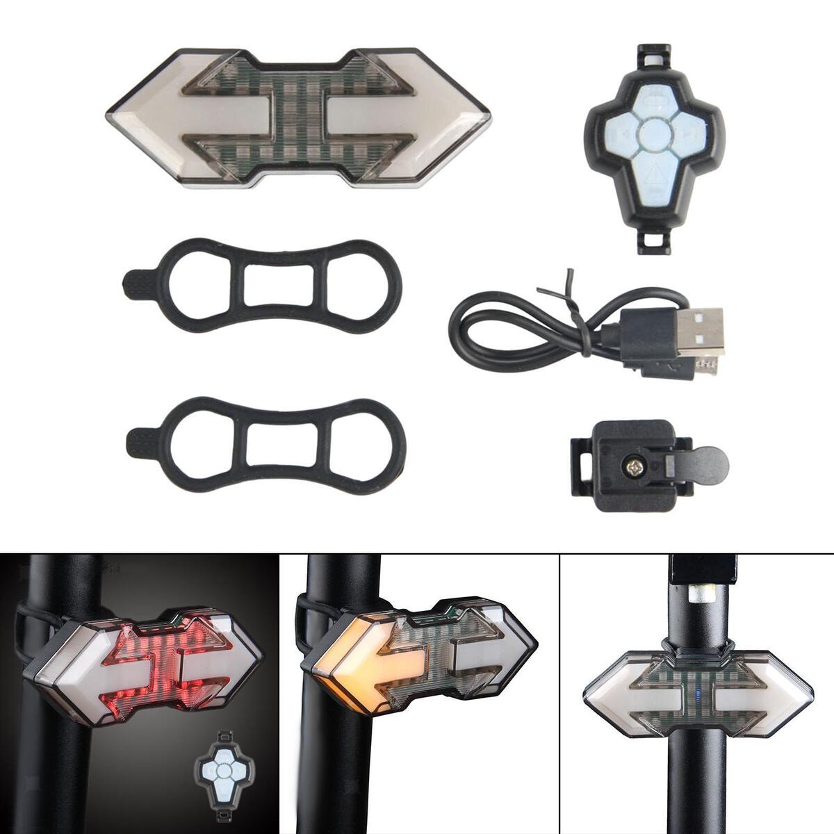 Bike LED Tail Light USB Rechargeable Turn Signal Indicator Road Bike Bicycle