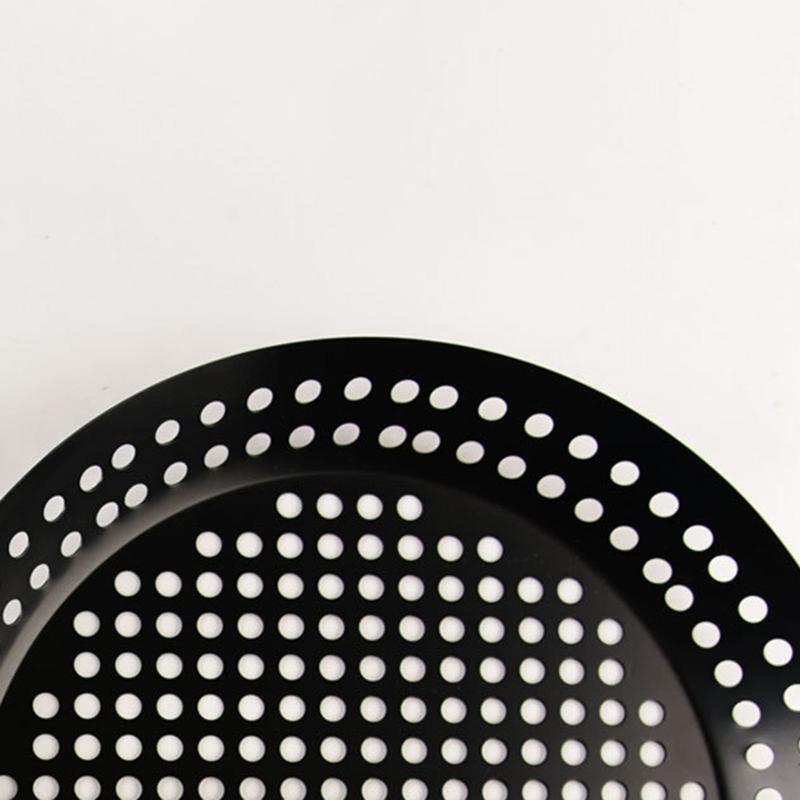 Round Grilling Basket with Wooden Handle Foldable Non-Stick Grill Skillet Pan