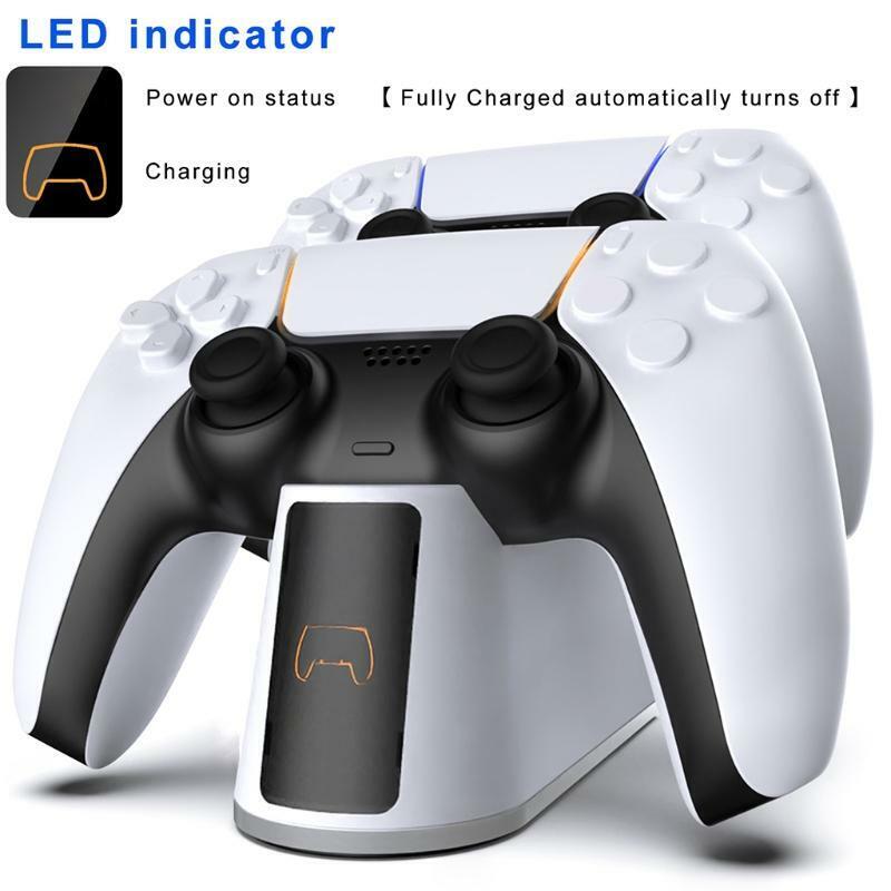 Game Handle Wireless Charging Stand 2 Slot Power Adapter Dock Charger for Ps5