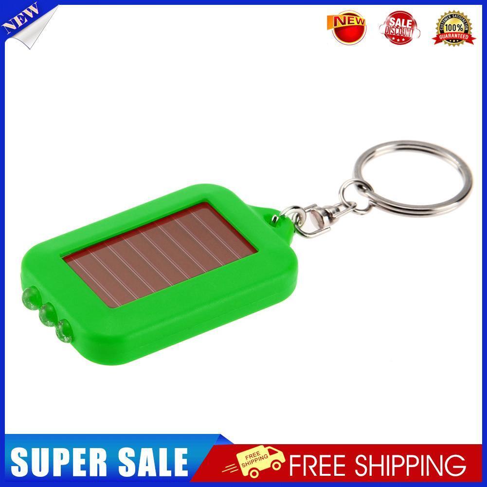 Mini Portable Solar 3 LED Light Keychain Camping Torch Flashlight (Green)