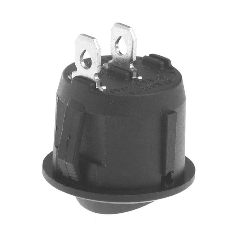 2Pcs/Lot Mini 3-Pin Round Black SPDT ON-OFF Snap-In Rocker Switch 6A 250V AC