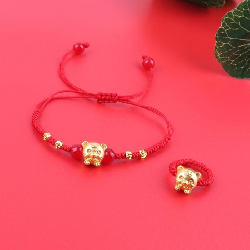 Adjustable Red Bracelet Ring for the Year of the Tiger for Women Birthday Gifts