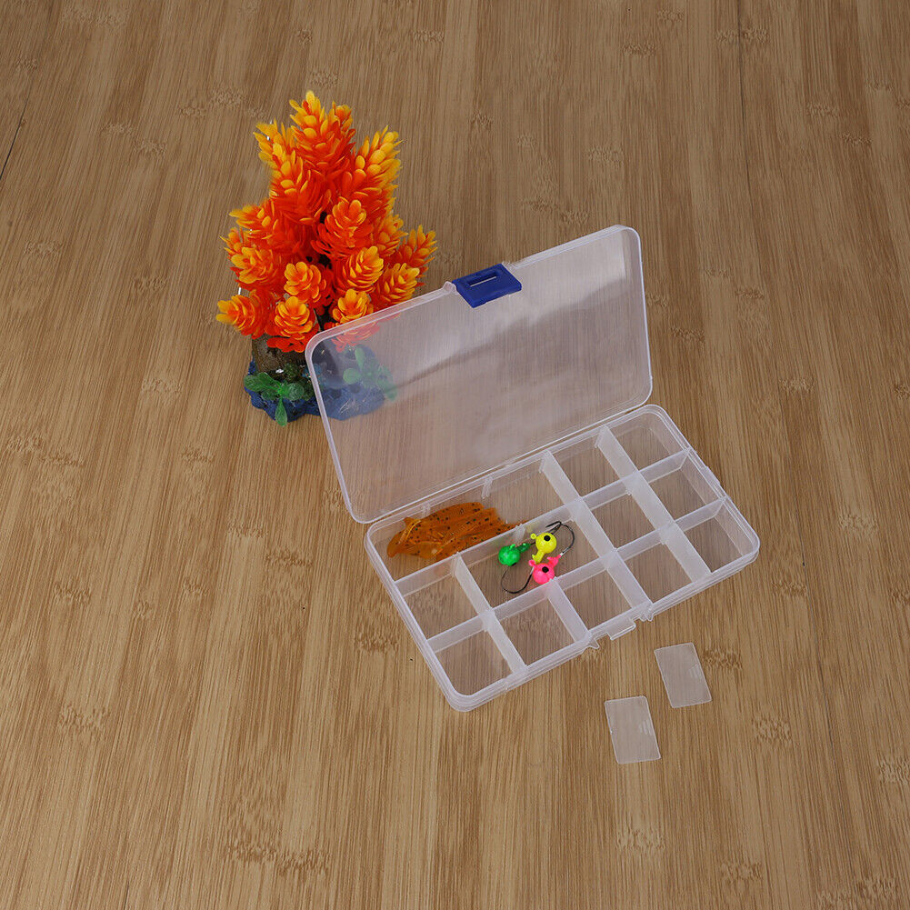 15 Slots Transparent Plastic Fishing Lure Box Fishing Tackle Storage Box