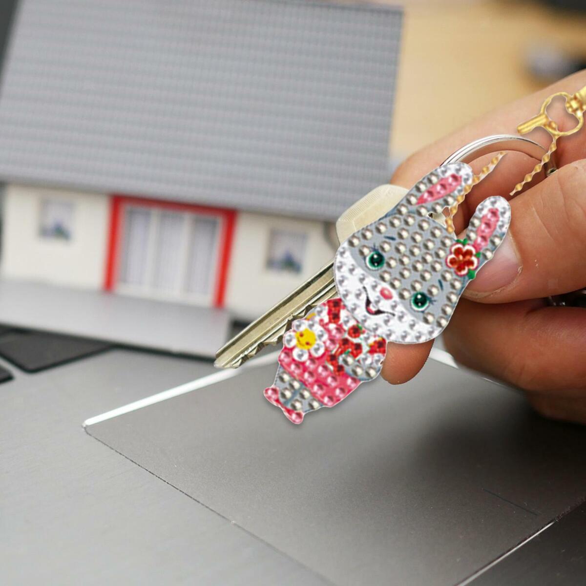 15x  Keychains  Bunny Rhinestone Pendants Bag Decor