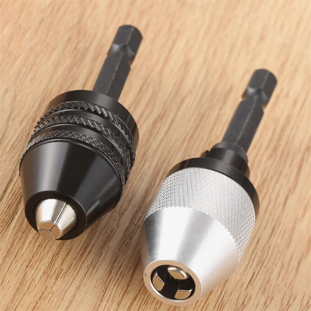 2Pcs 1/4'' Keyless Drills Chuck Quick Change Impact Driver Converter Conversion