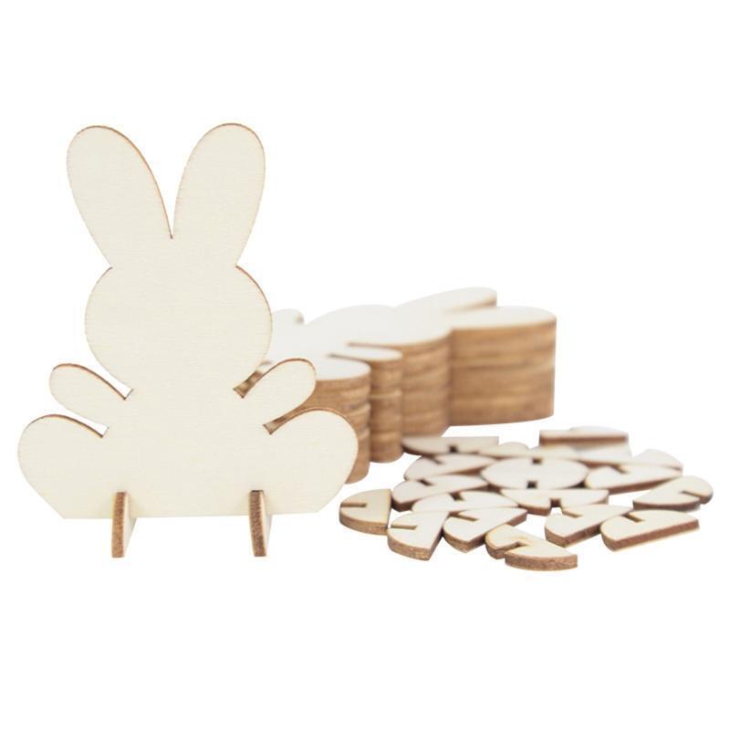 Easter Bunny Wooden Ornaments Set of 10 Unfinished Blank Wood Chips