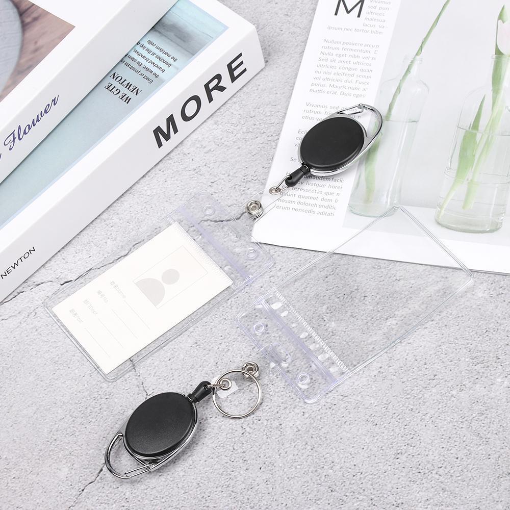 Clear Reel Clip ID Card Holder Credit Card Case Retractable Badge Holders