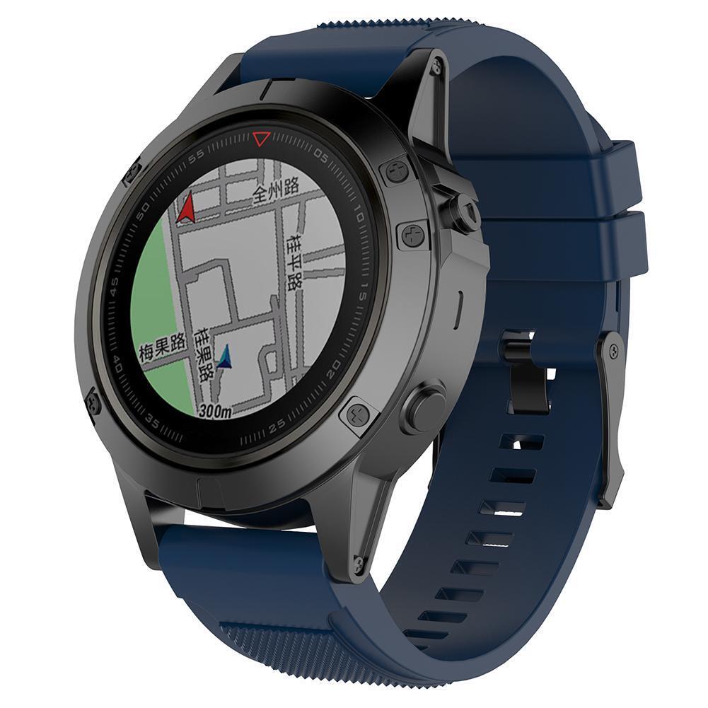 26mm Silicone Watch Band Strap for Garmin Fenix 6X/5X/5X Plus (Dark Blue)