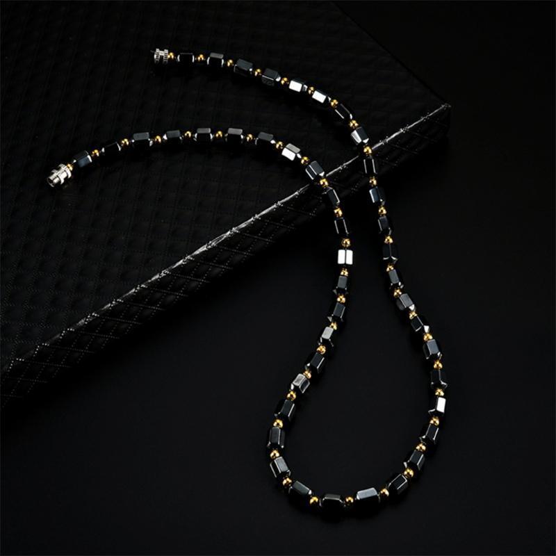 Black Necklace w/ Magnetic Therapy Hematite Necklace Pain Relief Jewelry Beads