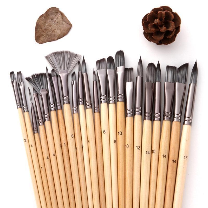 24Pcs Artist Paint Brush with Roll-up Bag Portable Art Set for Beginner Painting
