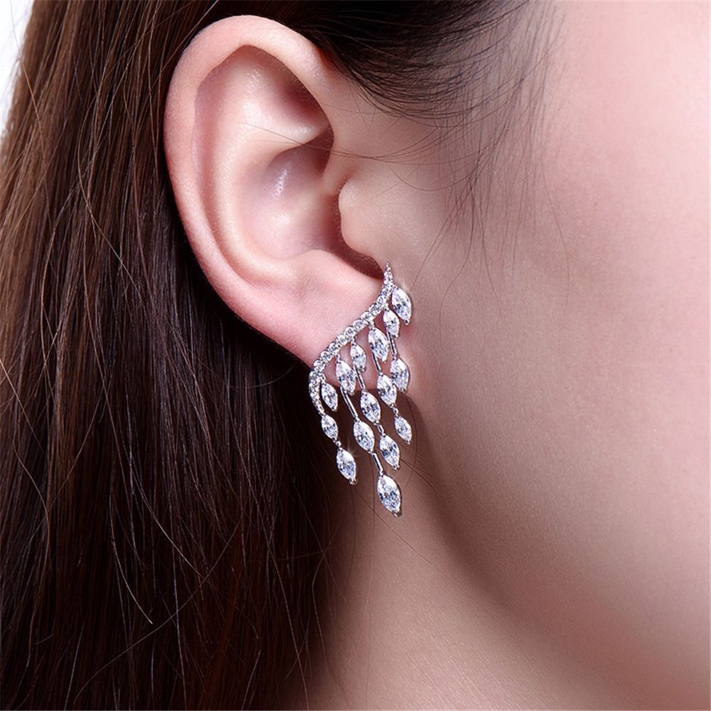 Dangle Elegant Stud Earrings Rhinestone Ear Stud Ear Clip Angel Wings Earrings