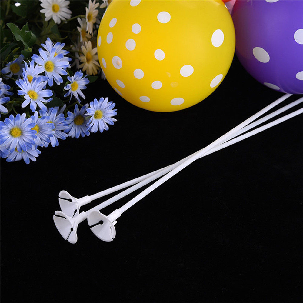 20Pcs White Balloon Sticks Holders with Cups for Wedding Party Decorations PVC