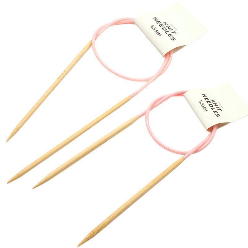 2pcs Circular Knitting Needles Set Bamboo Wooden Circular Sewing Crochet Hook