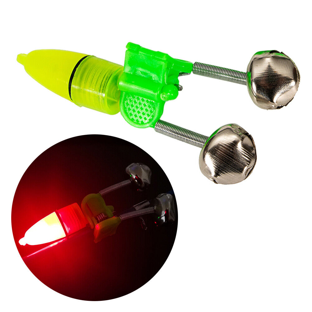 10pcs Night Fishing Rod Bite Alarm Light Bells Ring Indicator (Light Green)