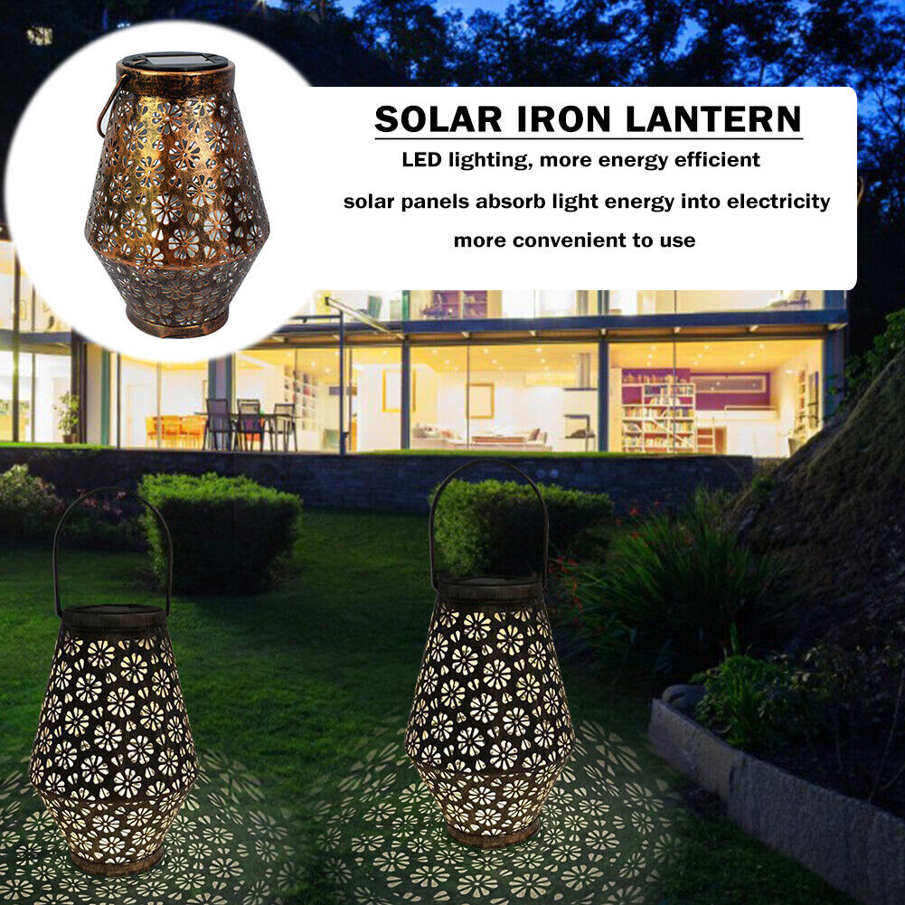 Solar Metal Hollow Projection Lamp Outdoor Hanging Light Garden Ornaments