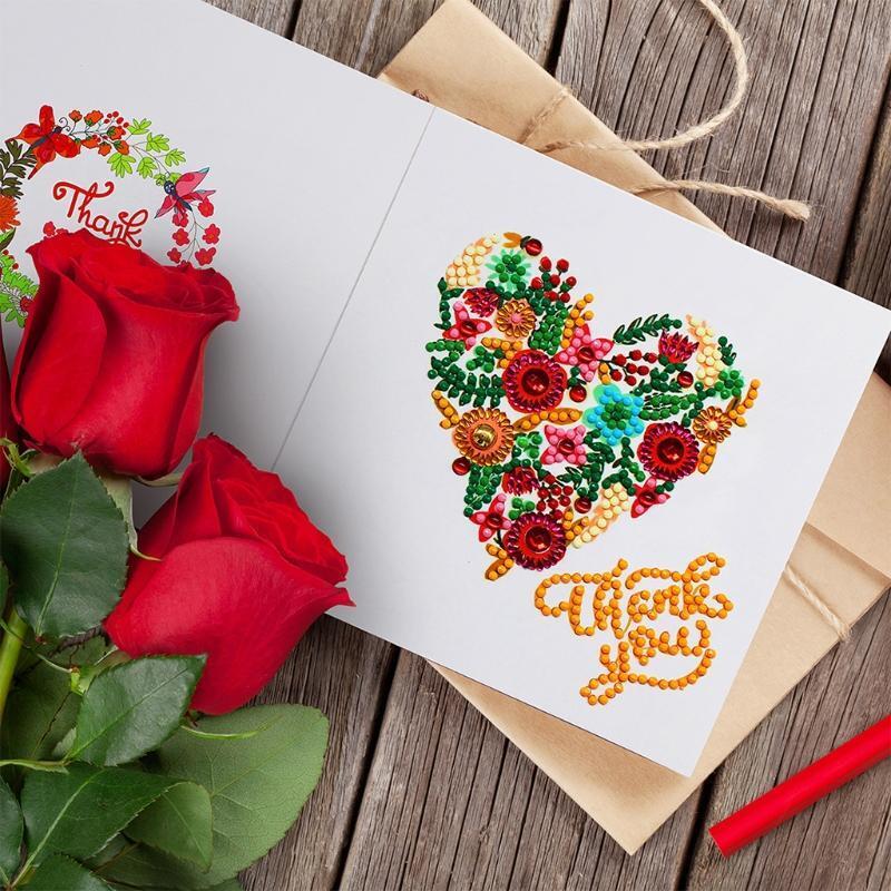 12 Pcs/Set DIY Diamond Painted Birthday Cards Holiday Thank You Greeting Cards