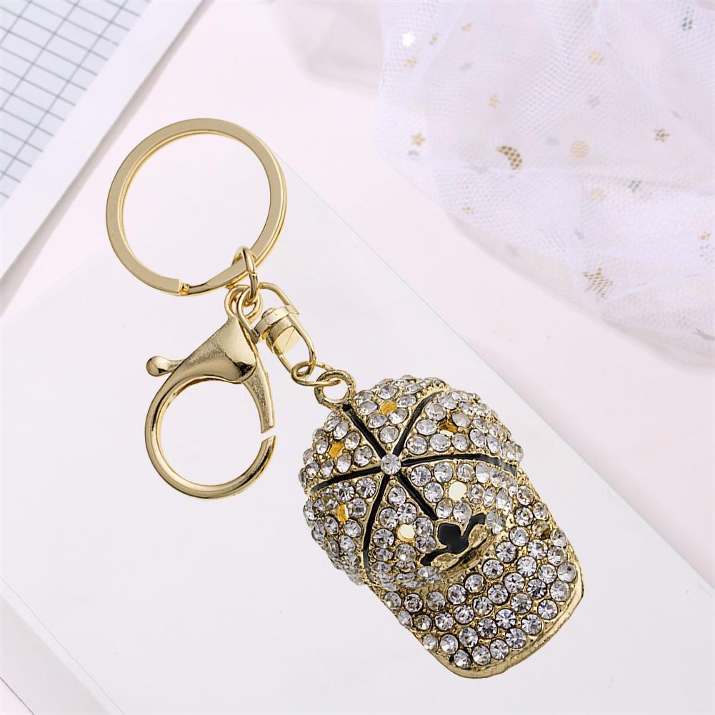 Crystal Hat Keychain Rhinestone Women Bag Pendant Key Ring Jewelry Gift (B)