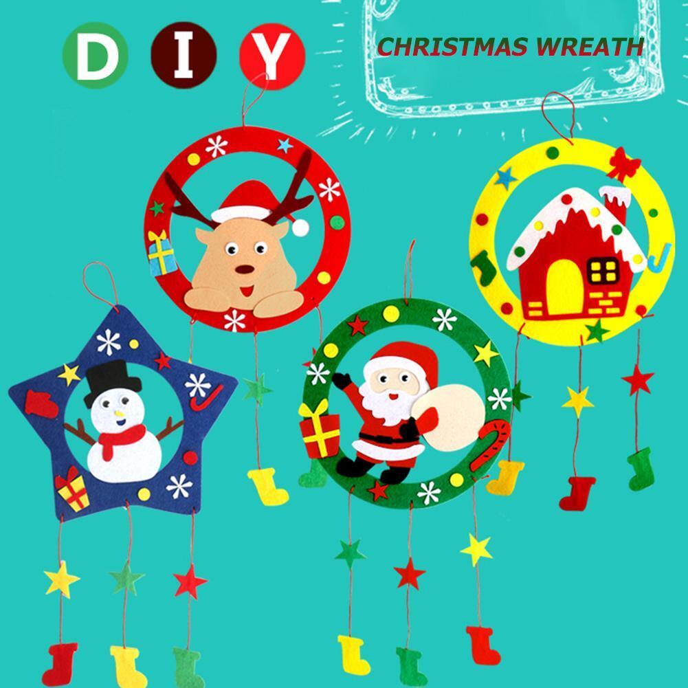 DIY Christmas Garlands Cloth Arts Wreath Kindergarten US Rural Style Random