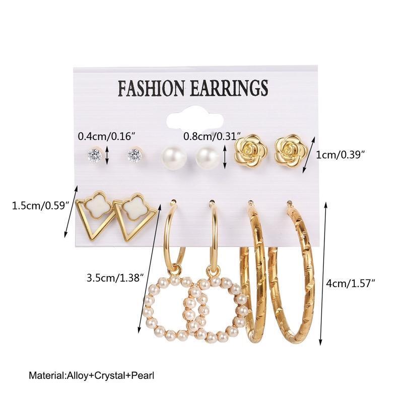 Flower Shape Stud Earring Women Round Hoop Earring Fashion Party Jewelry Gift