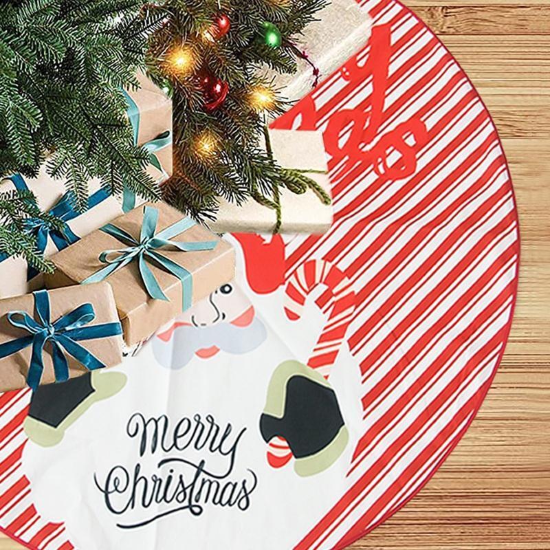 Christmas Tree Skirt Santa Print Pattern Xmas Tree Skirt Cover for Holiday Party