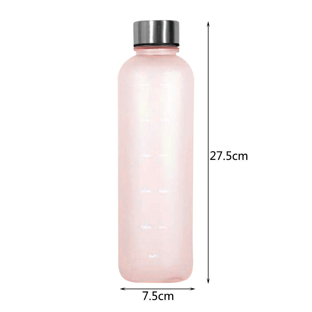 1L Large Capacity Water Bottle Portable Plastic Water Cup (Pink Frosted)
