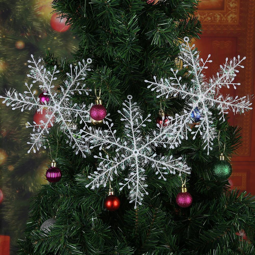 3pcs Christmas White Snowflake Windows Party Xmas Trees Hanging Decor (22cm