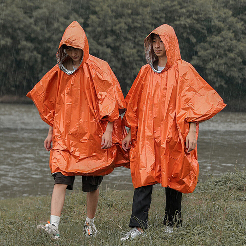 Waterproof Hooded Rain Poncho Raincoat Outdoor Hiking Bike Cycling Rainwear