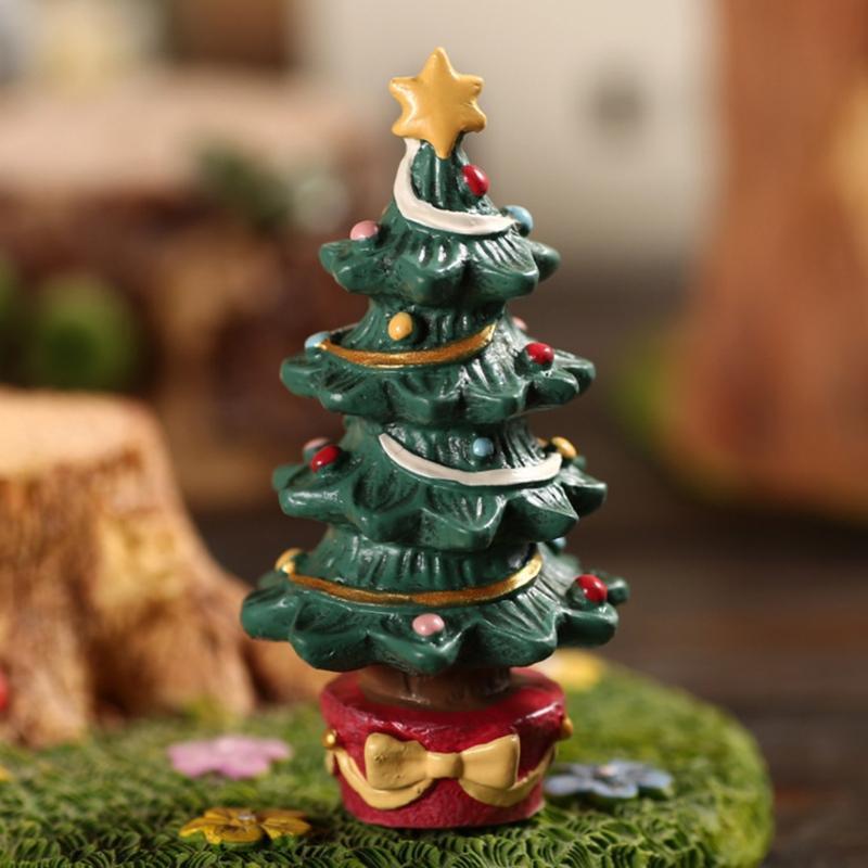 2 Pieces/Set Mini Xmas Tree Gift Box Statue Creative Aquarium Fish Tank Statue