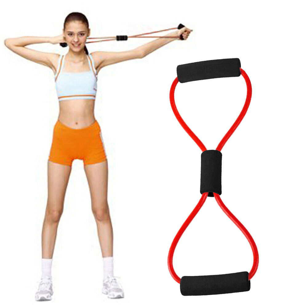8 Word Rubber Yoga Fitness Chest Expander Rope Workout Equipment (Red)