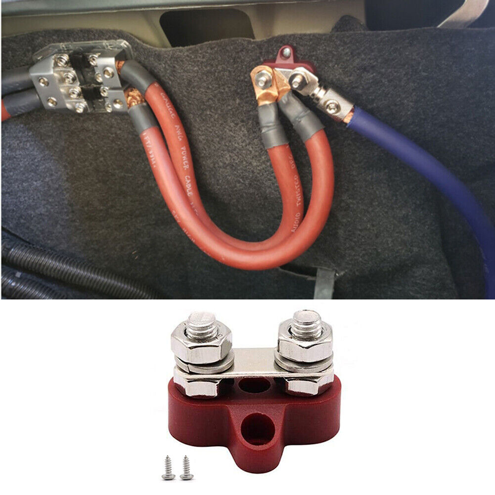 DC12V-24V 5/16 inch Terminal Block Dual-stud Power Distribution Block (Red)
