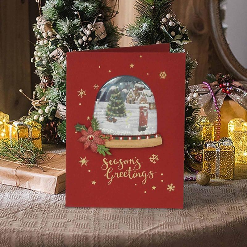 Christmas Greeting Cards Foam Snowflake Advanced Blessing Crad With Envelope