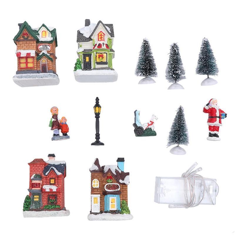 Mini Christmas Ornaments 10 Pcs Village Adornment for Christmas Crafts Set