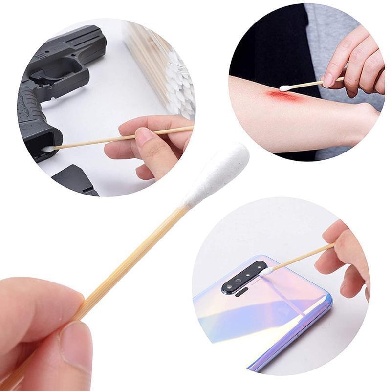 100Pcs Double Tipped Cotton Swabs with Wooden Handle Biodegradable Cotton Buds A