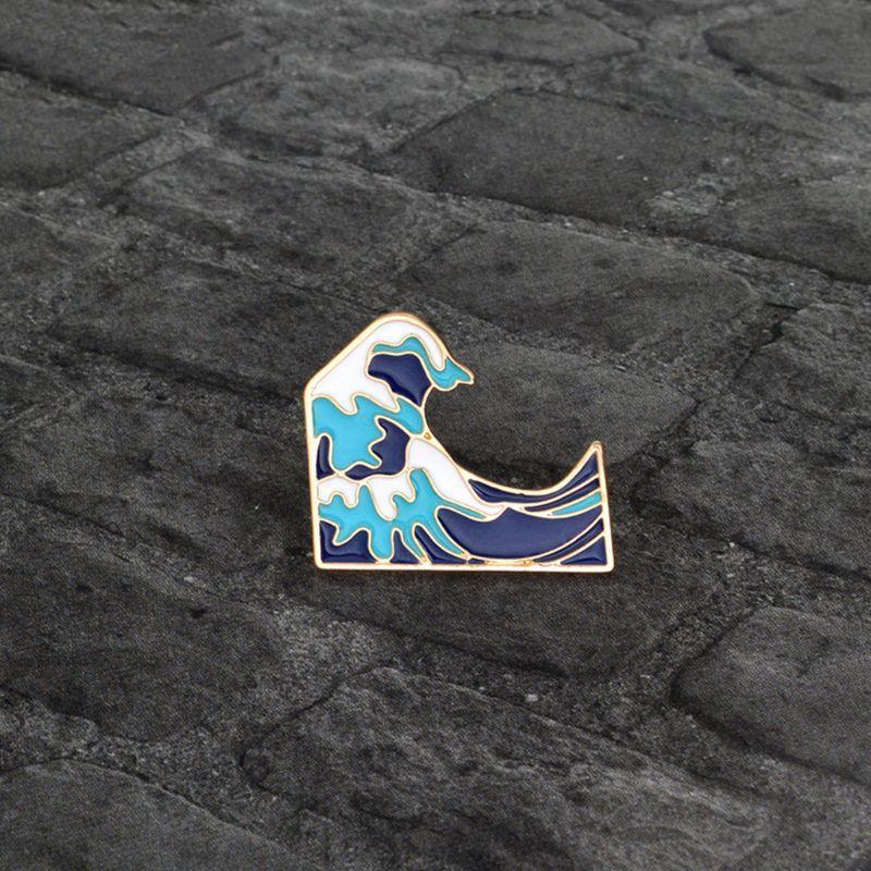 Blue waves Enamel Brooch Pin  Cartoon Metal Brooch for Coat Jacket Bag Pin for