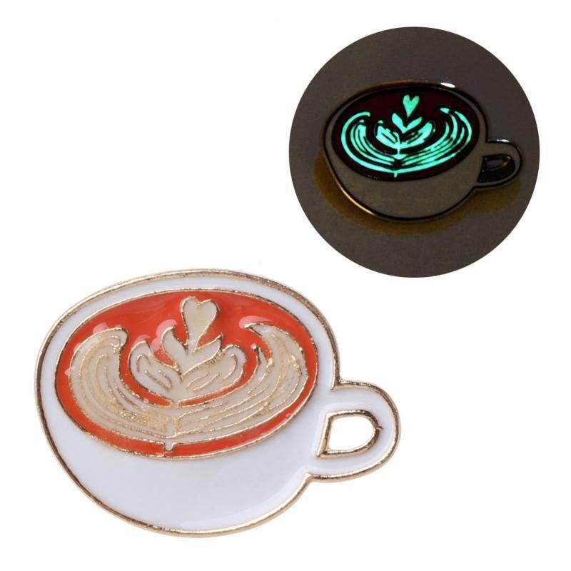 Personalized Luminous Coffee Cup Enamel Pins Badges Scarf Pins Coffee Mug Brooch