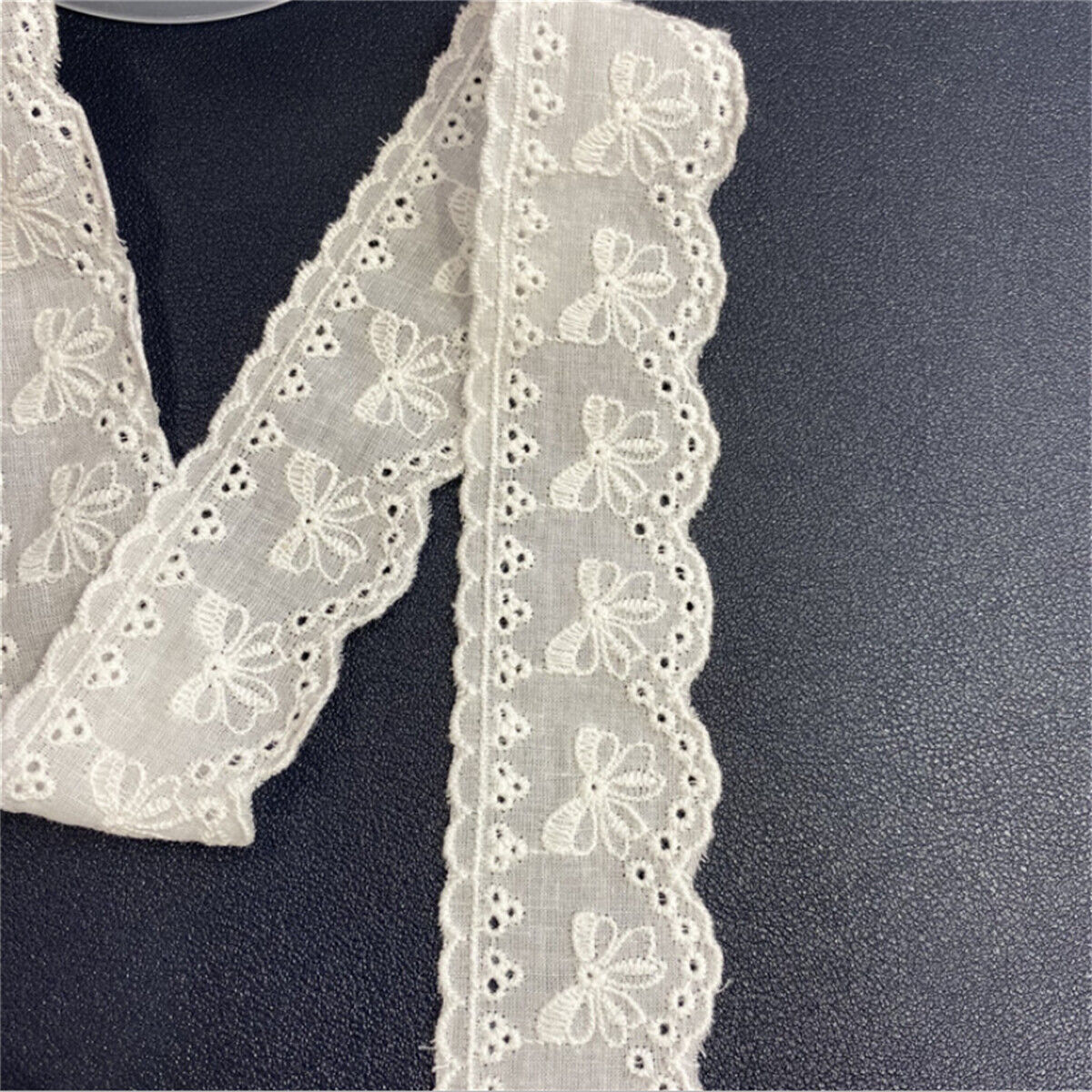 White Cotton Embroidered Flower Lace Trim Ribbon Fabric DIY Craft Clothes Sewing