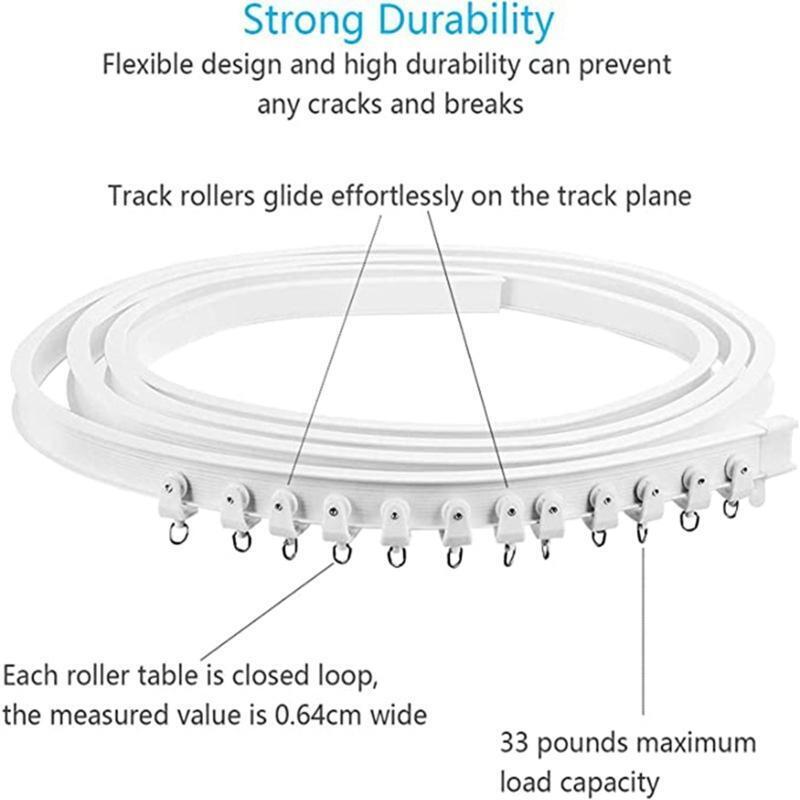 3.5m Flexible Ceiling Curtain Track Kit Bendable Window Rod Straight Curve