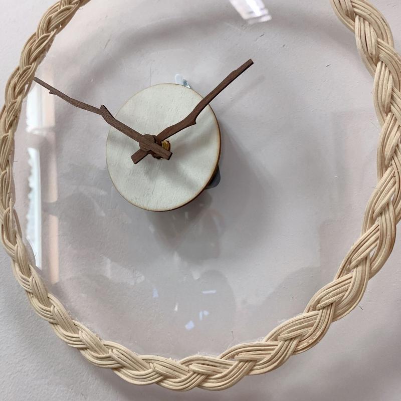 Rattan Wall Clock Round Mute Silent Clock Homestay Hanging Ornament Coffee Decor