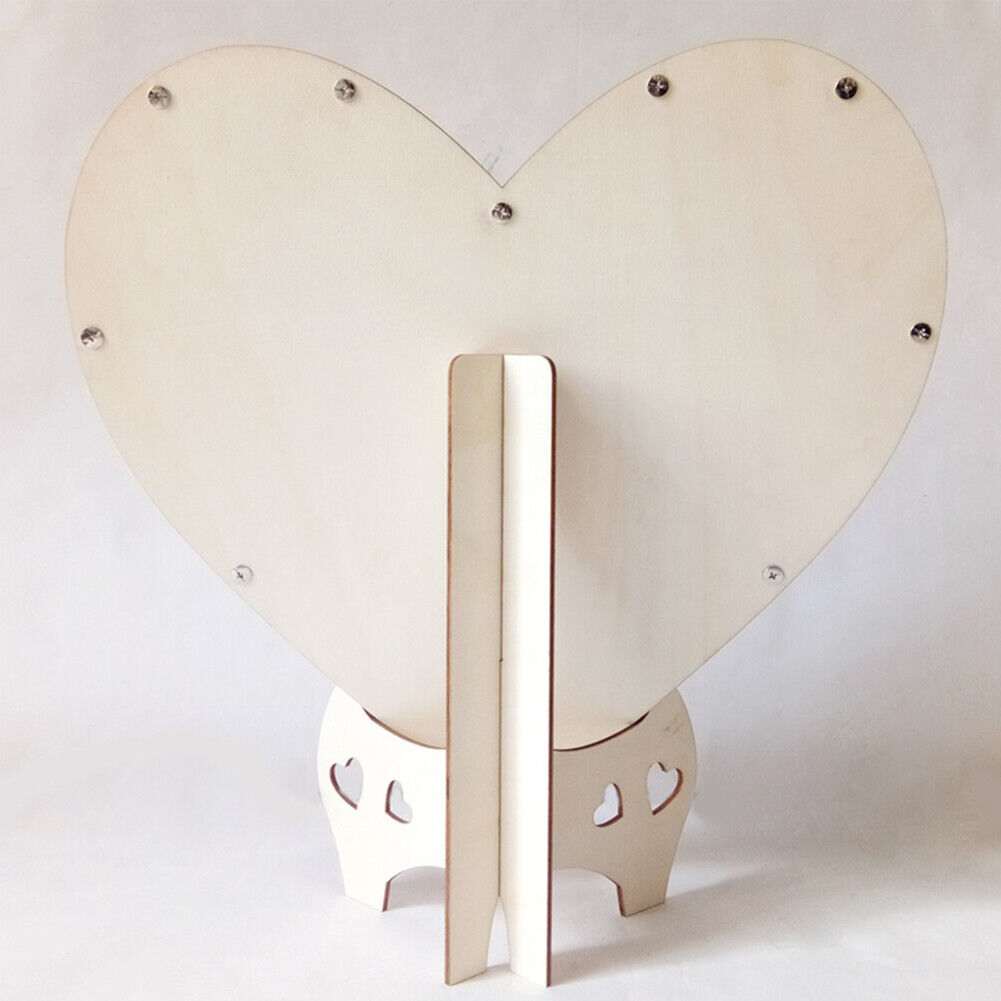 Heart Shaped Wedding Guest Book Rustic Wooden Baby Showers Party Guestbook