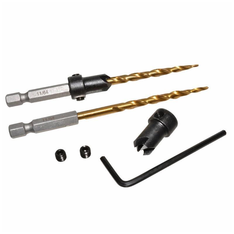 7/64" ?9/64"?11/64"?3/16"?7/32" Multifunctional Wood Countersink Drill Bit Set