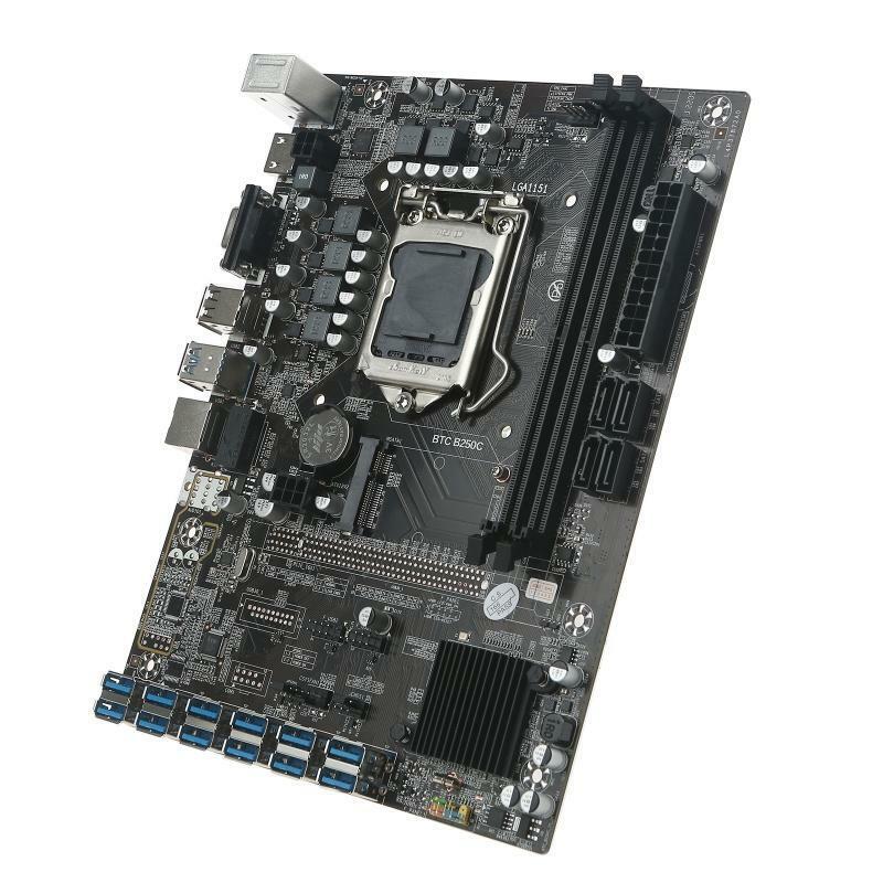 B250C BTC Mining Motherboard LGA 115 DDR4 Memory 12 PCI-E Video Slots for Mining
