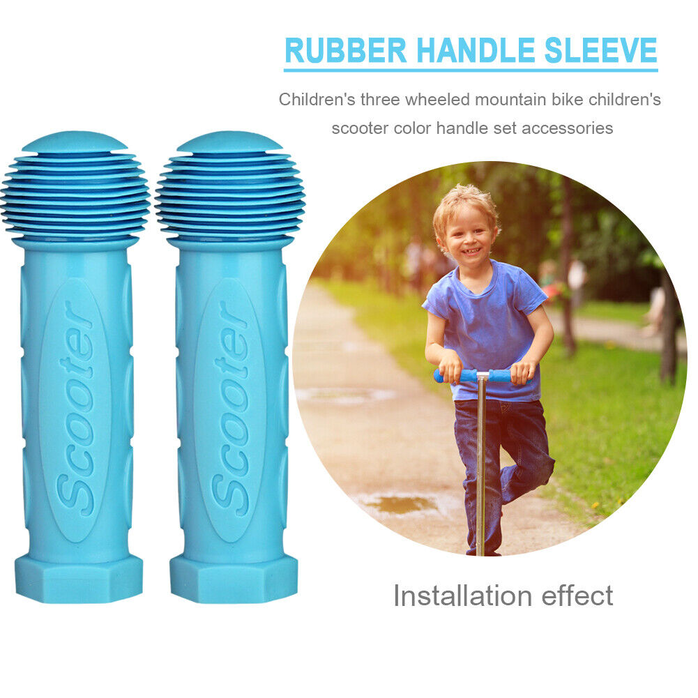 MTB Bike Handlebar Grips Cover Rubber Kid Tricycle Scooter Grip (Blue)