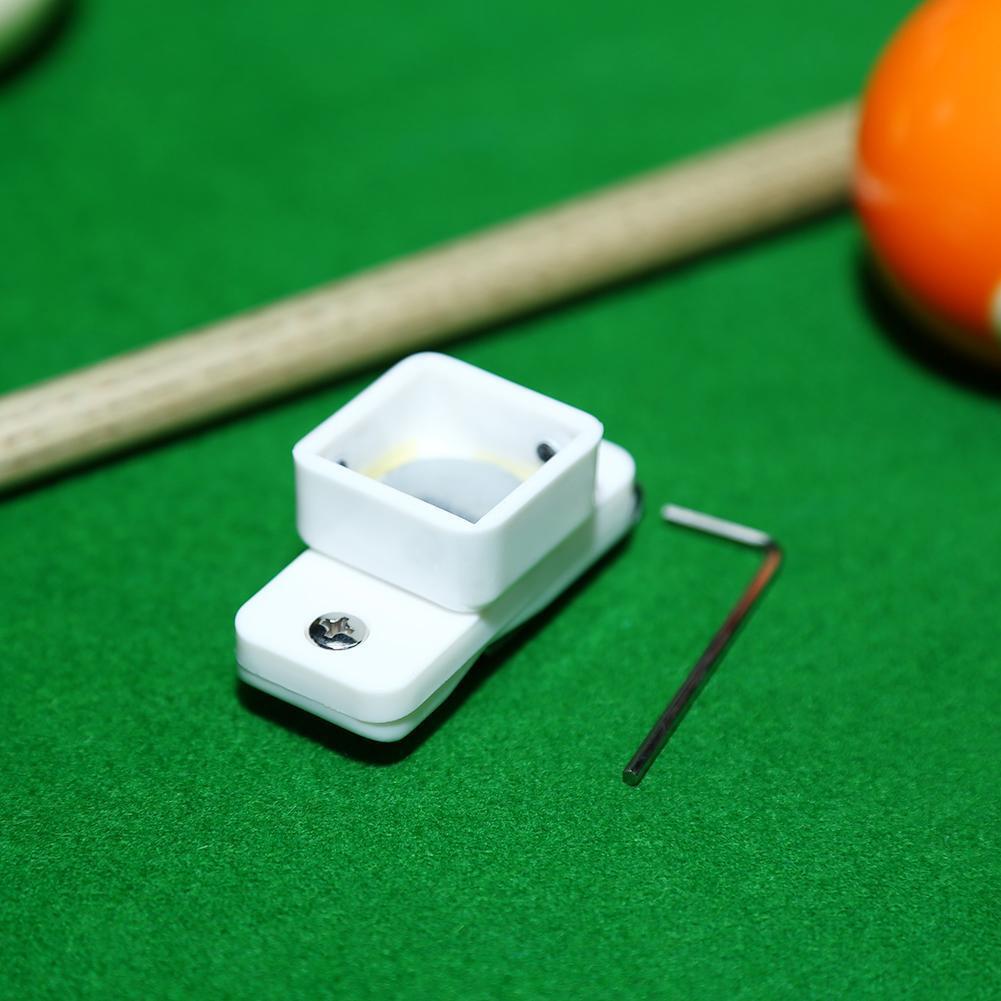 Magnetic Snooker Pool Cue Chalk Holder with Belt Clip Billiards (White)