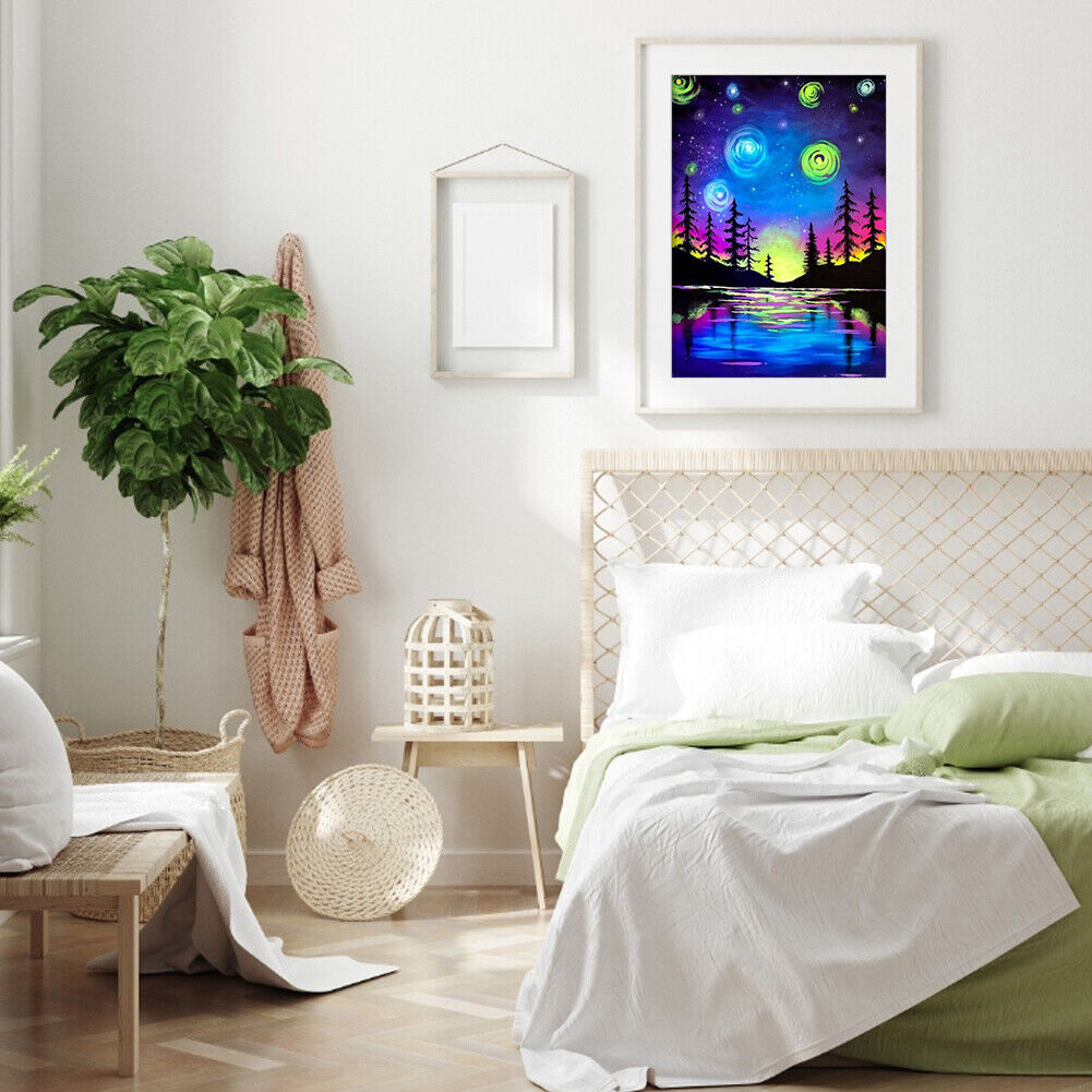 5D DIY Pine Night View Full Round Drill Diamond Painting Kit Mosaic Craft